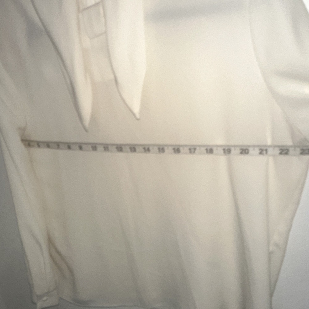 Ali miles top Tunic size medium Cream Long Sleeve Tie Neck Blouse - Picture 10 of 12